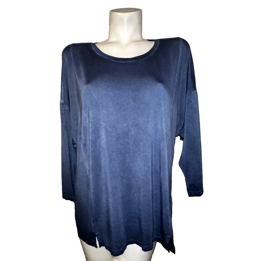 New Cable & Gauge Top Navy Blue Long Sleeve Oversized Crew Neck Tunic Size XL